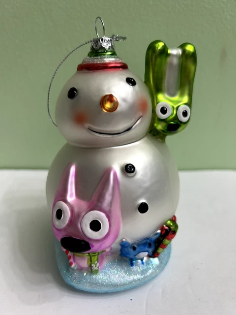 Hallmark Christmas Glass Ornament HOOPS AND YOYO Snowman Keepsake Snow Buddies