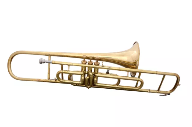 TRUMBONE SALE! BRASS FINISH NEW Bb FLAT VALVE TRUMBONE HARD CASE+MOUTHPIECE