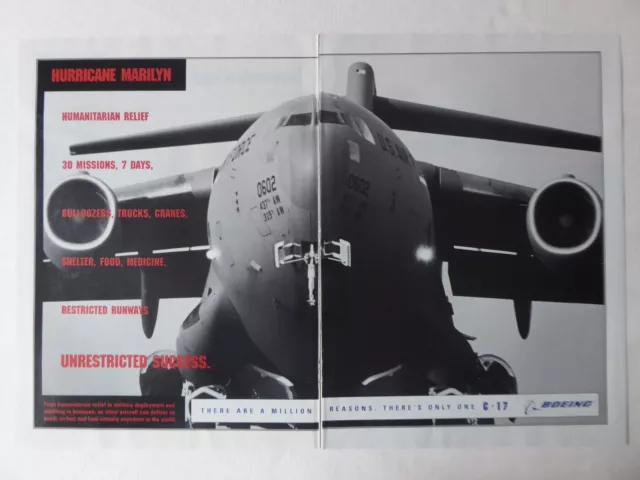 6/1999 Pub Boeing C-17 Globemaster Iii Military Airlifter Hurricane Marilyn Ad