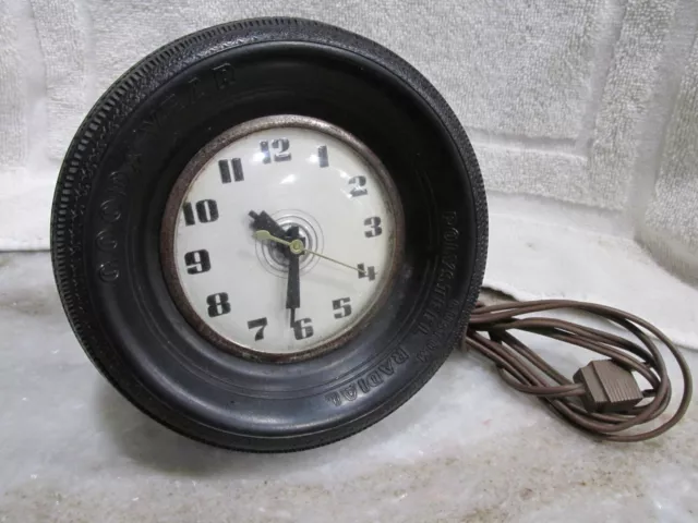 Vintage 60's  Era ADVERTISING Original Goodyear Tire Co  Electric Clock MADE USA