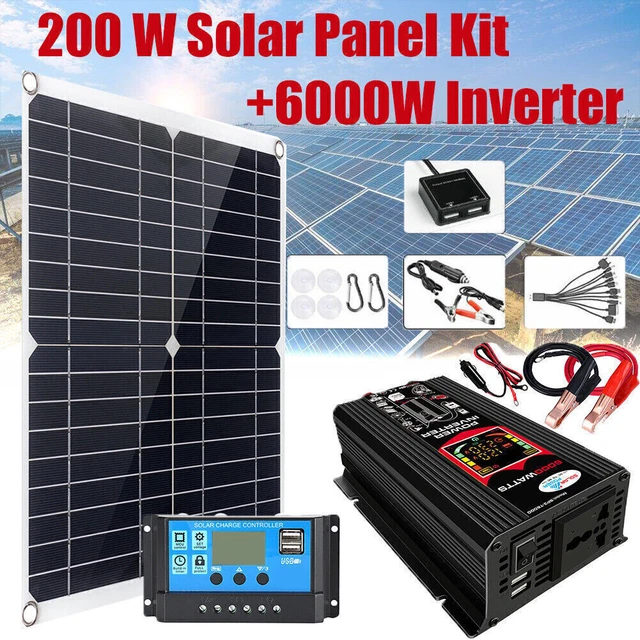 6000W Complete Solar Panel Kit 200W Solar Power Generator 100A 110V Grid System