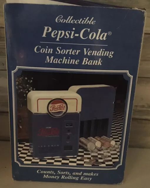 Pepsi Cola  Mini Vending Machine 1996 Coin Sorter Bank Plastic.
