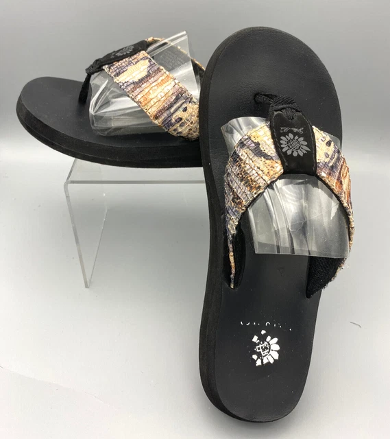 Women's Yellowbox Mellow Mat Flip Flops Size 8 Sequined Brown Beige Black Soles Women's Yellowbox Mellow Mat Flip Flops Size 8 Sequined Brown Beige Black Soles