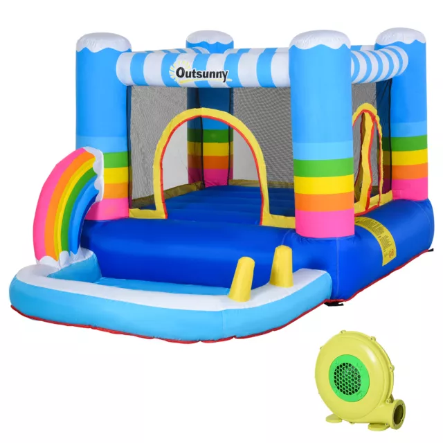 Kids Bouncy Castle with Pool Outdoor Trampoline Net Blower 3-8 Yrs