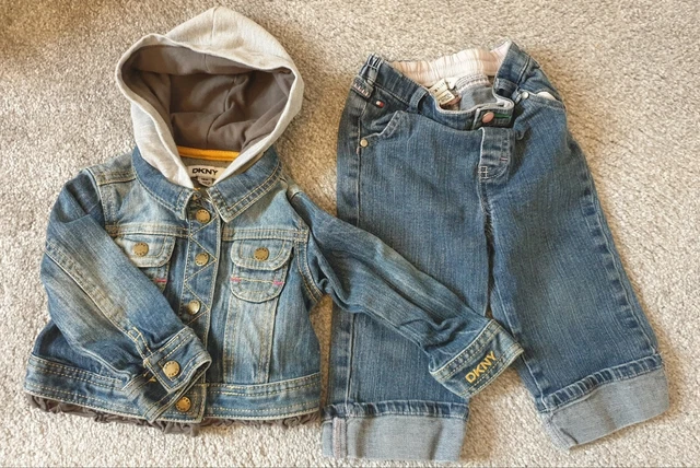 Girls 18-24 Month DKNY hooded denim jacket+Tommy Hilfiger Jeans-designer bundle