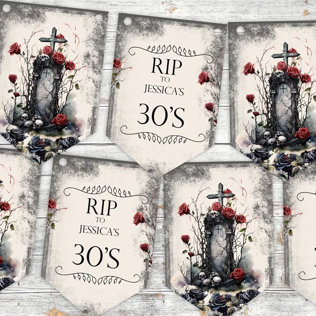 Gothic Happy Birthday Banner Decorations Funny Black