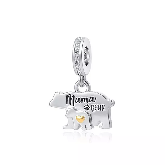 Mama Bear Charm For Bracelets S925 Sterling Silver Charm