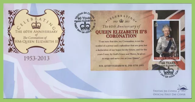 Tristan Da Cunha 2013 60th Anniversary of Coronation QEII M/S on First Day Cover