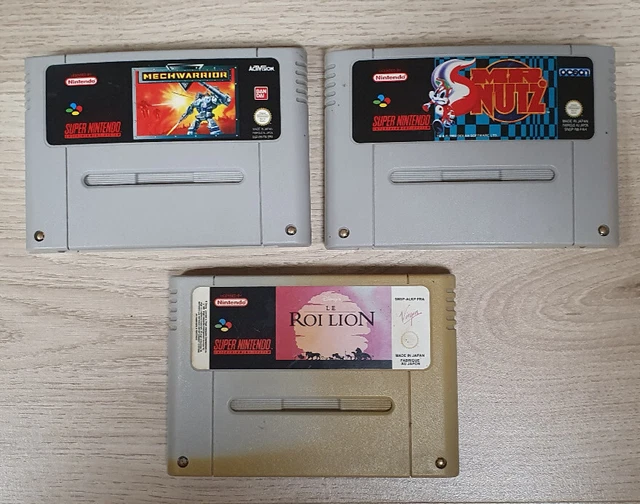 lot Super Nintendo Cartouches MechWarrior SFRA, Mr Nutz FAH, Le Roi Lion FRA