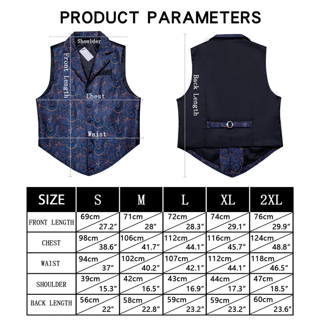 Mens Formal Wedding Waistcoat Paisley Floral Suit Vest Slim Tuxedo Silk Tie Set 2