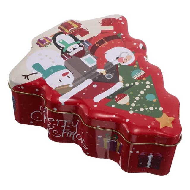 XIAOXIAOYU Boîtes à bonbons de Noël en fer blanc | Boîtes à biscuits de Noël – Boîte à bonbons de Noël réutilisable en fer blanc avec couvercle pour chocolat