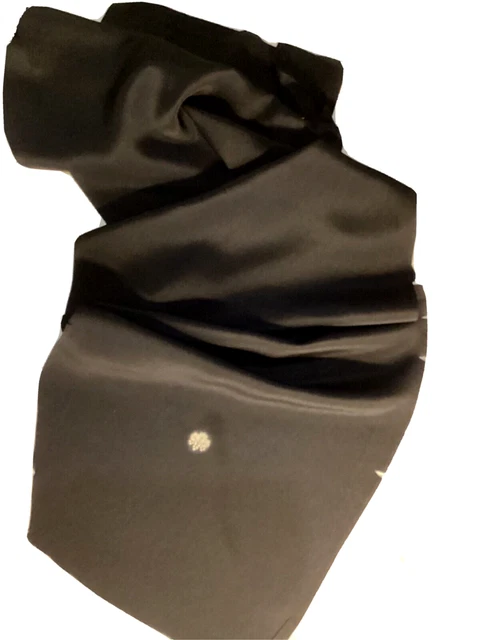 Vintage Japanese Kimono Silk Fabric, Black Kiku Tomesode Long Panel,166cm 2