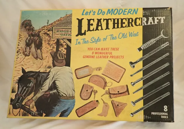 VINTAGE Tandy Leathercraft Beginners Kit Genuine Leather Projects