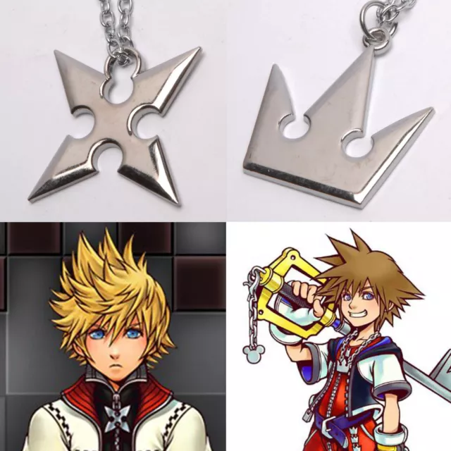 Kingdom Hearts Sora Crown & Roxas Cross Necklace Christmas Party Gift Cosplay