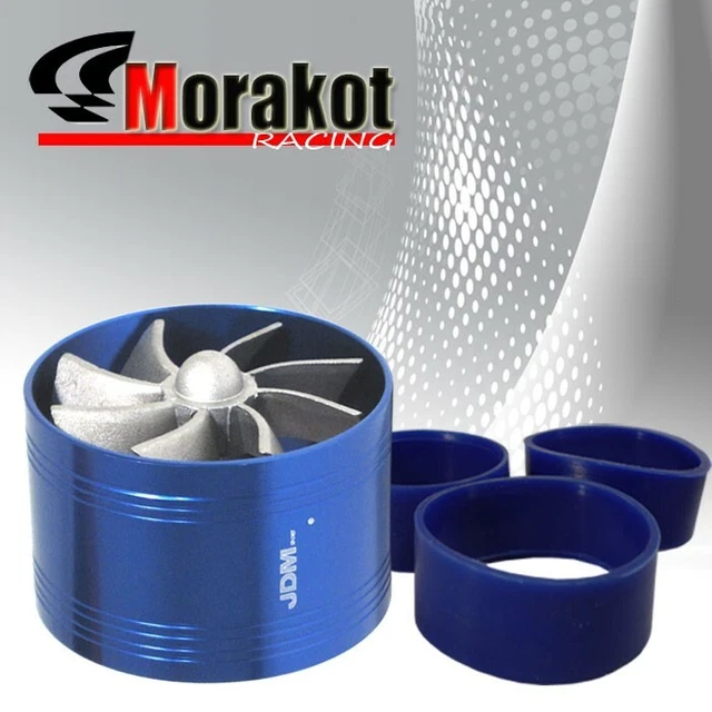 Jdm 2.5" Tornado Turbonator Intake Single Fan Gas Fuel Saver Supercharger Blue