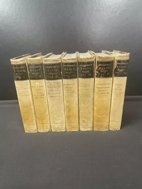 Antique Leather Bound Books X 7 . Shakespeare . W&H Chambers 1856