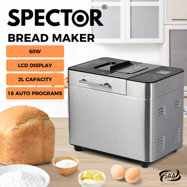 Spector Bread Maker Machine Automatic Kneading Mixing Nut Dispenser 18 Programs
