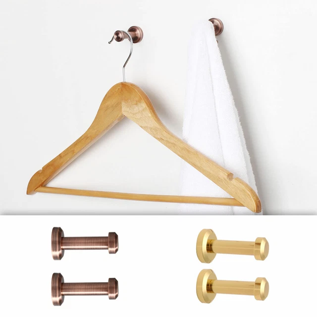 4pcs Wall Hooks Copper 46mm Hook Coat Towel Key DIY Hanger w Screws