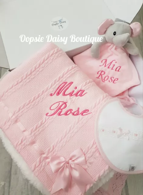 Personalised Blanket & Elephant Comforter Gift Box 3 Piece Set  💙💗 2