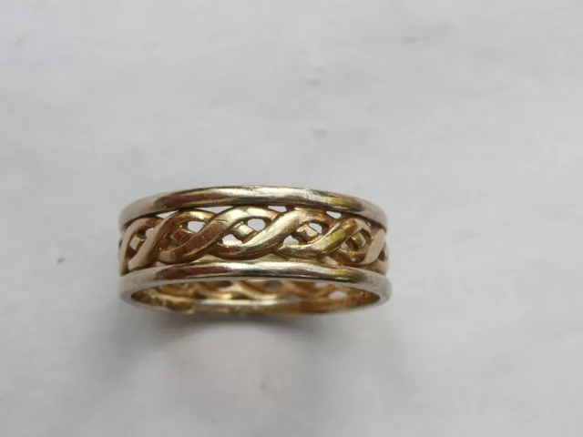 Fab Solid 9Ct Gold Mens Celtic Weave Wedding Ring Band Uk Size T 7Mm Wide