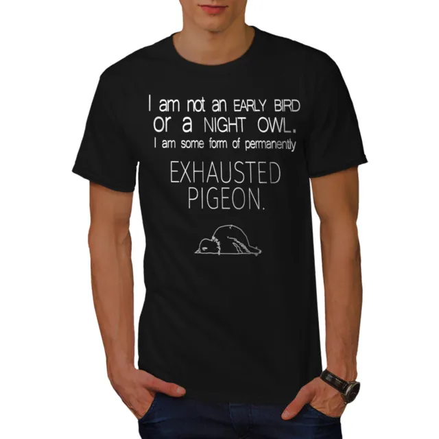 Wellcoda Exhausted Pigeon Mens T-shirt, Funny Graphic Design Printed Tee
