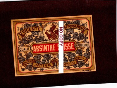 Absinthe Etiquette neuve d' ABSINTHE SUISSE JATIVA Valencia VICENTE BERNABEU 
