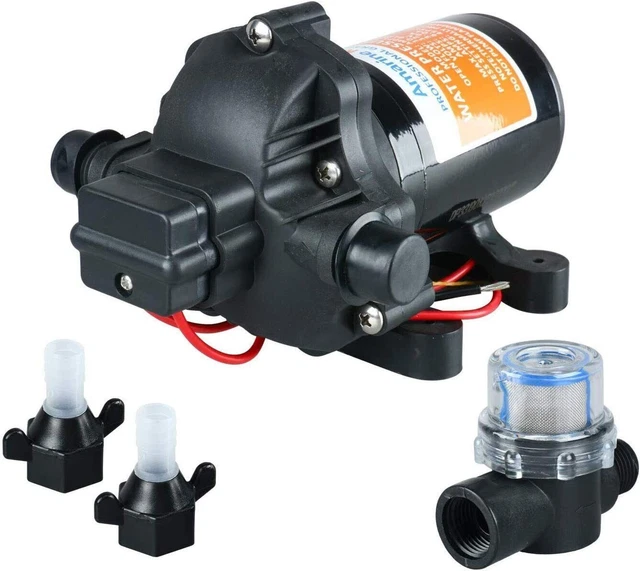 12V Water Pump 45PSI 2.8GPM Water Pressure Self Priming Diaphragm Pump RV Boat