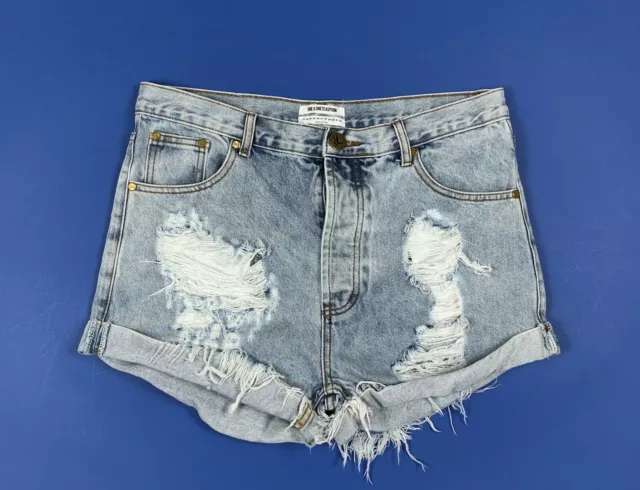 One oneteaspoon shorts jeans donna usato destroyed sexy W30 tg 44 denim T6070 2