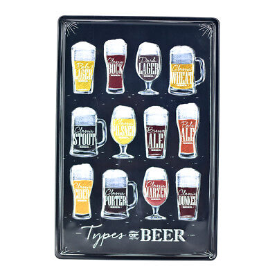 Types of Beers Poster Vintage Metal Tin Signs Pub Bar Art Wall Decor Plate