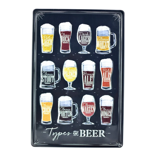 Types of Beers Poster Vintage Metal Tin Signs Pub Bar Art Wall Decor Plate