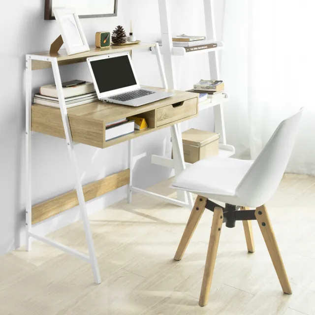 SoBuy® Table de Bureau avec tiroir et étagère - Cadre métal, FWT63-N, FR 3