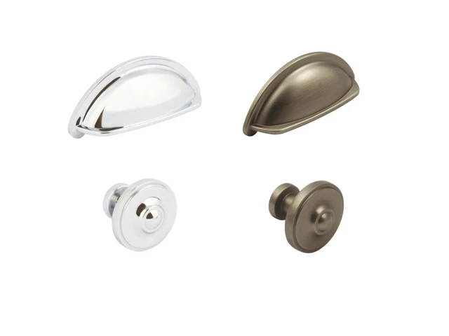 Cabinet Knob Or Cup Handle - Two Finishes Kitchen Cabinet Wardrobe Door Drawer