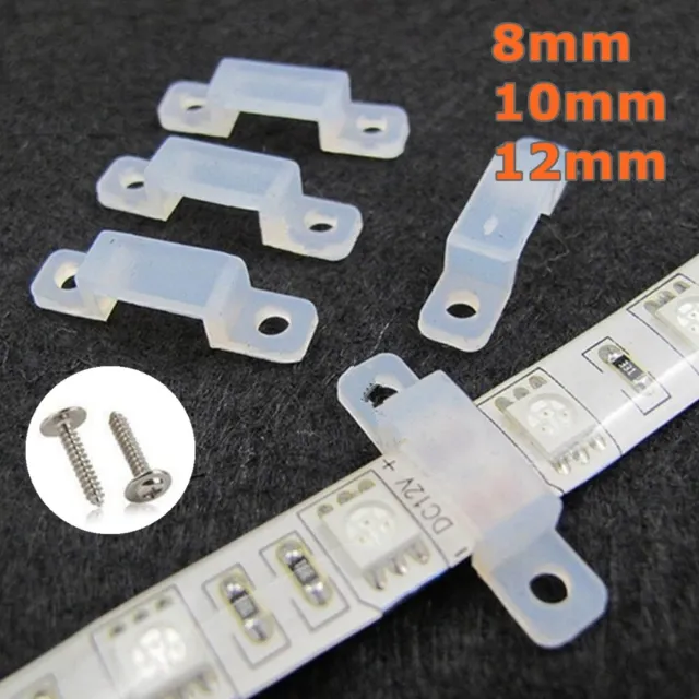 30/50/100Pcs Waterproof LED Strip Light Mounting Clips Clamps 5050 5630 RGB 7020