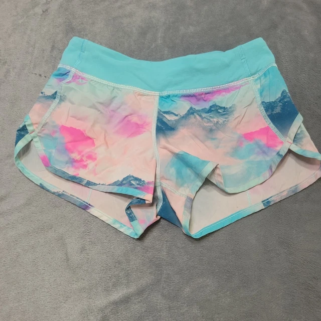 Ivivva Shorts Girl 12 Athletic Blue Mountains Pink Elastic Waist Pull On Running