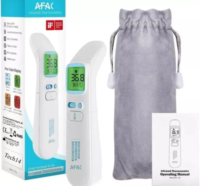 Adults Kids Baby AFAC Infrared Digital Thermometer Forehead Ear Non-Contact UK