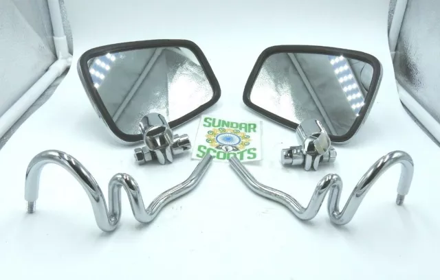 Lambretta,Vespa, Motorbikes 2 Rectangular Shaped Mirrors With Stems & Fixings