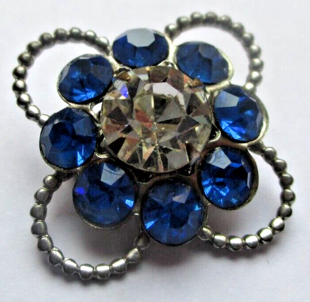 Ancienne Broche Couleur Argent Avec Cristaux Péridot Et Boréalis - Bijou Vintage - Occasion