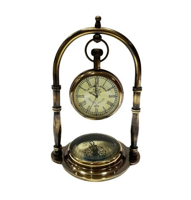 Antik Vintage Messing Tisch Uhr Kompass Stil Nautisch Maritim Schiff Uhr