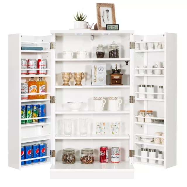 Kitchen Pantry Cabinet Cupboard w/ 2 Doors & 17-tier Shelves Storage Organizer