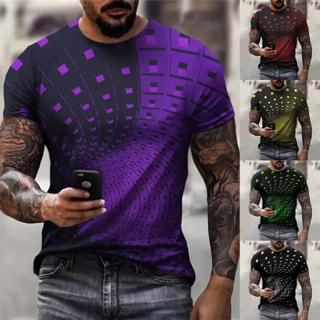 Nuova Elegante Uomo Top Camicia da Uomo Stampa Grafica Muscolo Regolare Manica