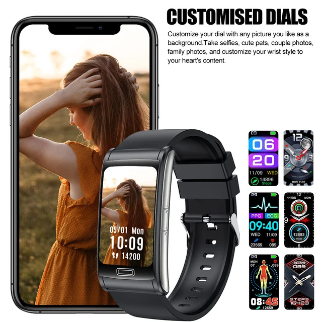 BLOOD GLUCOSE SUGAR Smart Watch Body Temperature ECG PPG Monitor