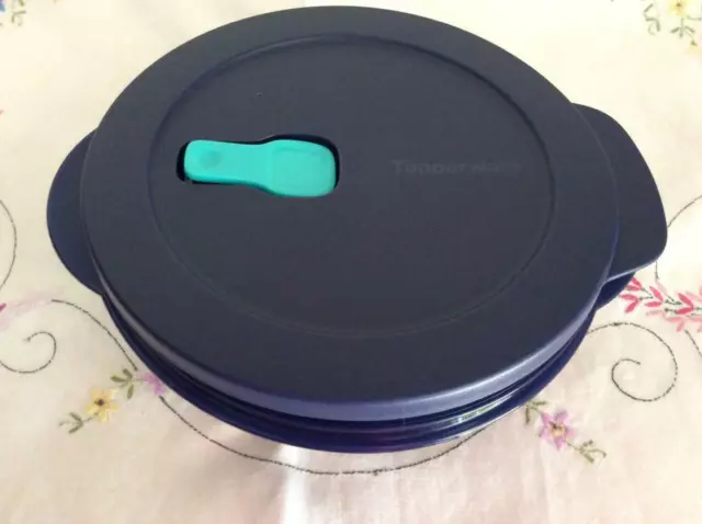 NEW Tupperware  1.5  LITRE  Heat Eat Vent n Serve ROUND  Microwave NEW Dark Blue