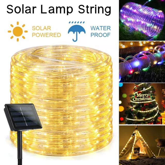 300 100 LED Solar Lichterkette Lichtschlauch Beleuchtung Garten Party Deko Außen