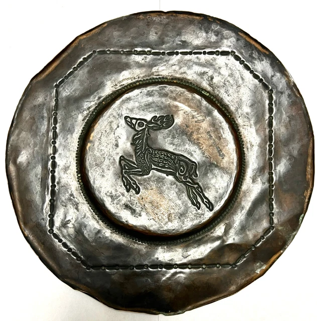 Mid 19th Century German handmade plaque with enamelled deer figure 5
