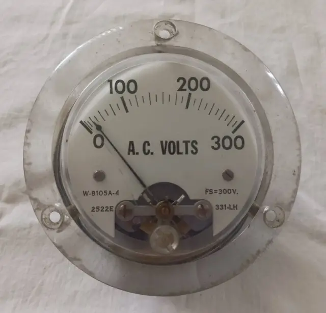 Hobart AC Voltmeter Model W-8105A-4. Scale 0-300.  3 1/2" (D). Free Shipping