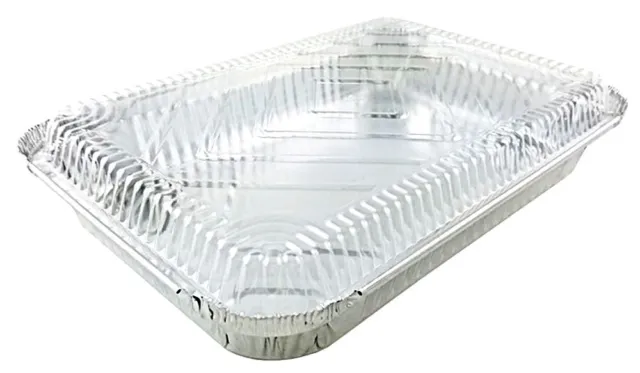 4 lb. Oblong Aluminum Entrée Dinner Food Storage Pan w/Dome Lid