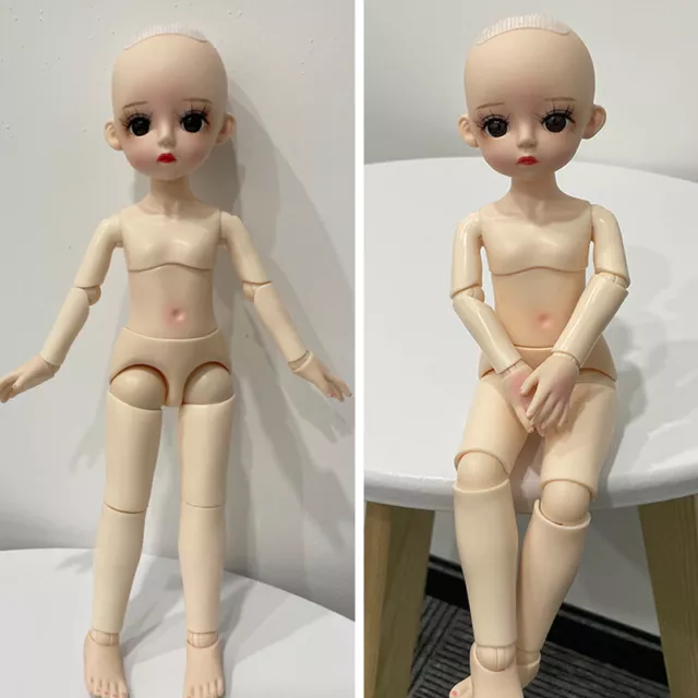 12in Nude Girl Doll 1/6 BJD Doll 30cm Naked Baby with Eyes and Makeup DIY Toy