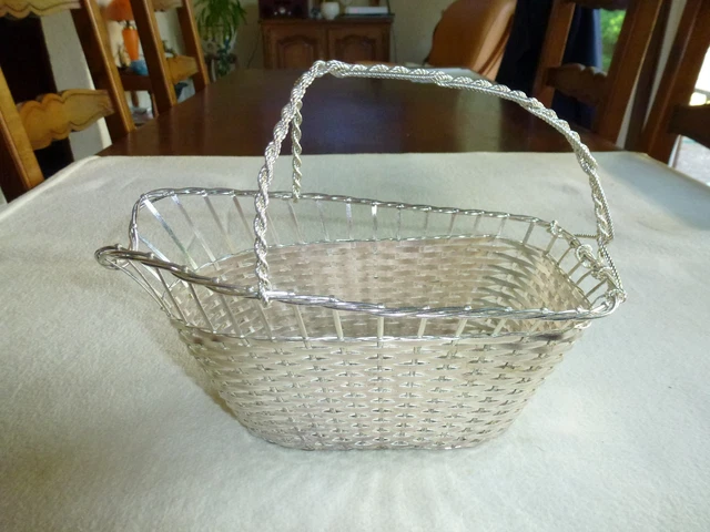 Panier Verseur Porte-bouteille Vin - Métal Tressé Argenté - Design Industriel