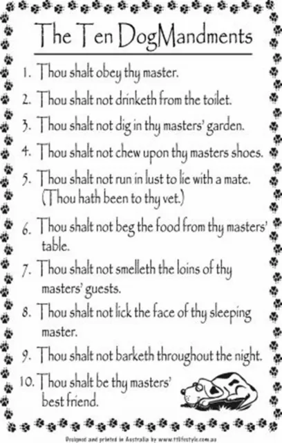 "Ten Dog Mandments" Linen Tea Towel - Great Rules to Hang in your Kitchen