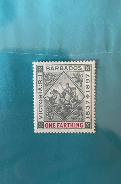 Antique Stamp Barbados One Farthing 1897 MNH Perfect